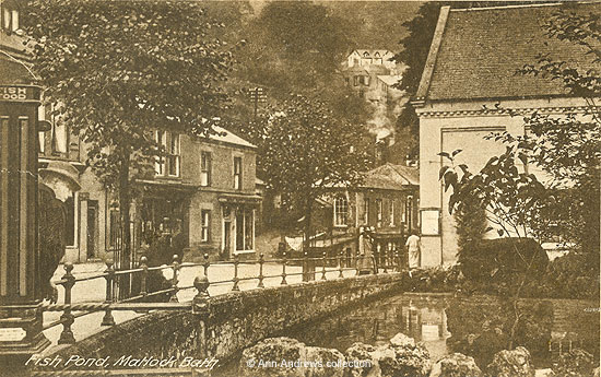 Fishpond and shops, 1932