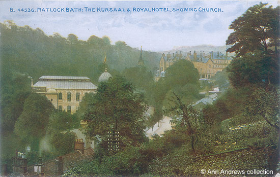 "Celesque" Series card of The Kursaal and the Royal Hotel in Matlock Bath