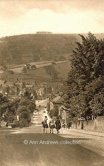 Three young women strolling down the road