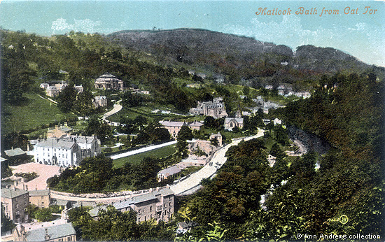 Postcard of Matlock Bath from Cat Tor, dating from about 1905 - 1910