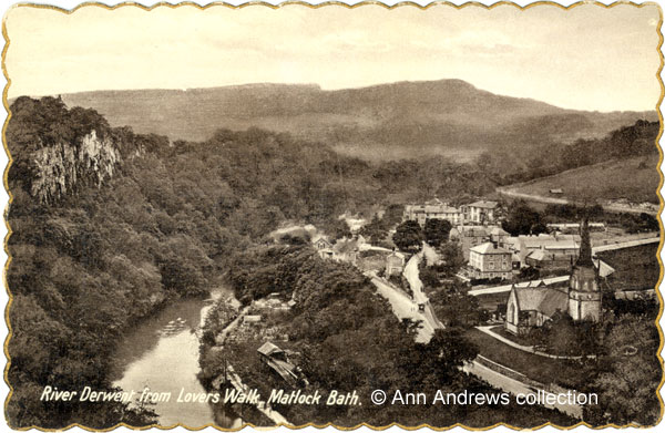 Postcard of the River Derwent from Lovers Walk, Matlock Bath. The 2003 image previously here was replaced in 2020.